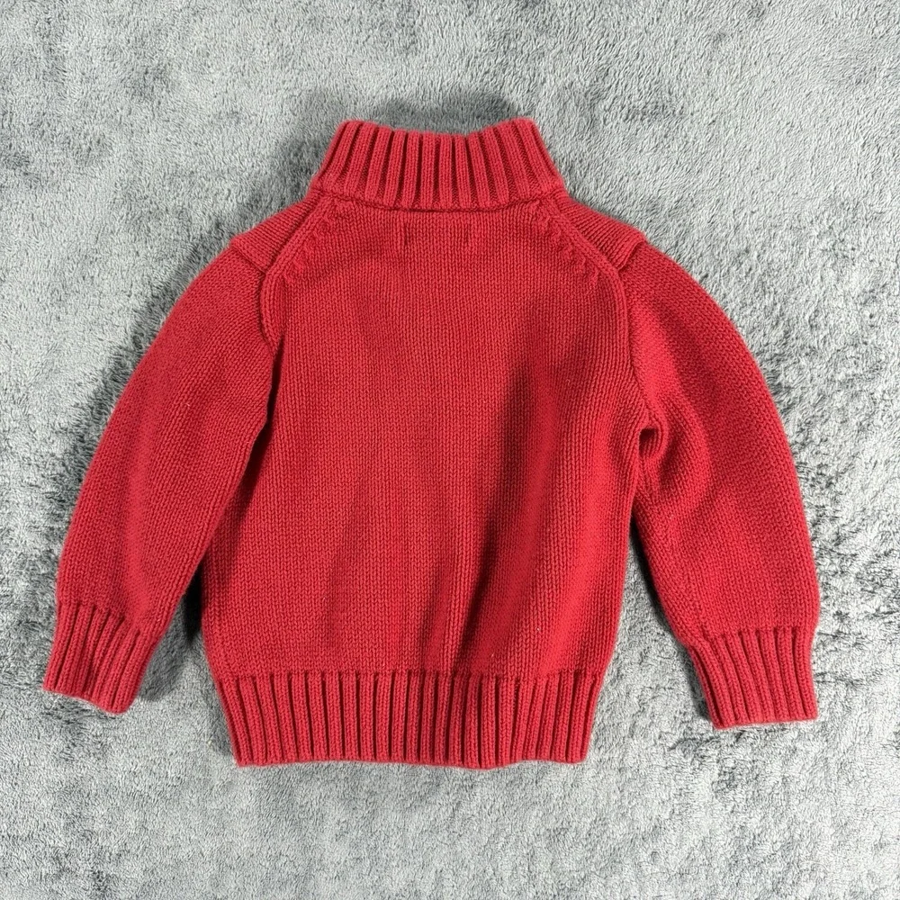 RALPH LAUREN TODDLER BOY RED QUARTER ZIP SWEATER SIZE 18 MONTHS